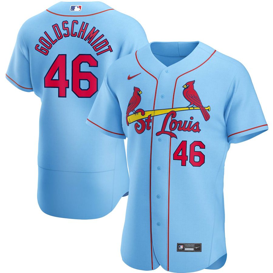 Mens St. Louis Cardinals #46 Paul Goldschmidt Nike Light Blue Alternate Authentic Player MLB Jerseys